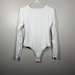 Womens‎ Pumiey XL White Long Sleeve Bodysuit Casual Basic Top Layering